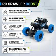 Remote Control Racing Car For Kids, Four-Wheel Drive Off-Road Vehicle, Colorful LED Lights, Rubber Tires, Outdoor Toy Car, Gift For Children, Rechargeable Remote Control Car, Racing Car - Blue 1B - View 7