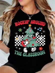PNG de Navidad de Maestro Retro, Bailando en el Aula, Diseño de Camiseta de Maestro Navideño, PNG de Maestro Alegre, Regalo para Maestro, Árbol de Navidad - Negro - Ver 6