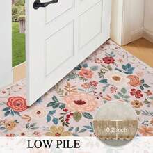 DUKINO - Tapete para silla de oficina de 4 x 6 pies, ligero, antideslizante, lavable, floral, de pelo bajo y no desprende pelusa, diseño bohemio para recámara, sala de estar, comedor - Beis - Ver 3