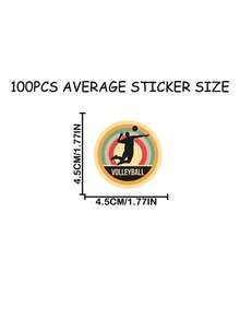 100PCS Volleyball-Themed Mental Health Awareness Stickers Set, 100pcs, Retro Vintage Style With Positive Messages And Sporty Designs Guitar, Toys, Motorcycle, Skateboard, O - A - Xem 8