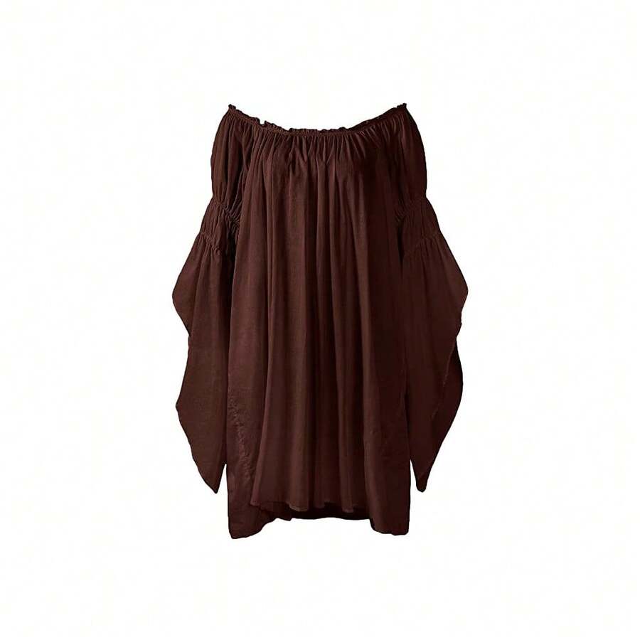 COS Renaissance-Style Shirt For Halloween Cosplay, Role-Playing Games, And Stage Performances - Coffee - View 1