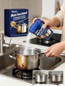 JAYSUING Krim Perbaikan Goresan Stainless Steel, Cocok untuk Membersihkan Permukaan Meja Dapur dan Peralatan Masak Sehari-hari, Menghilangkan dan Memperbaiki Goresan pada Stainless Steel. Ini adalah Hadiah yang Bagus untuk Keluarga dan Teman, Sangat Cocok untuk Hadiah Liburan (Model Baru dan Lama Dikirim Secara Acak) - mencampur - View 4