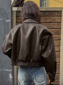 Chaqueta vintage nueva de primavera, estilo corto, ajuste regular, adecuada para mujeres, prenda exterior para el Día de San Valentín - Marrón 3 - Ver 2