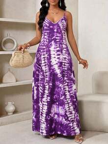 Lady Vestido largo con estampado de leopardo para mujer, estilo bohemio, sin espalda, holgado, vestido maxi suelto sin tirantes para cumpleaños, eventos, vacaciones, vestidos casuales, vestidos boho/bohemia/boho, top halter, ropa africana para mujer - Morado - Ver 3
