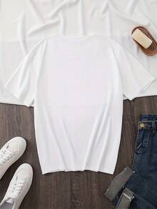 Women's One-Piece T-Shirt, Fashionable, With An Artistic Print Of Van Gogh's Starry Night, Round Neck And Short Sleeves, Casual And Comfortable For Everyday Wear, A Perfect Summer Choice That Combines Fashionable Prints With A Comfortable Round Neck - 白色 - 查看 2