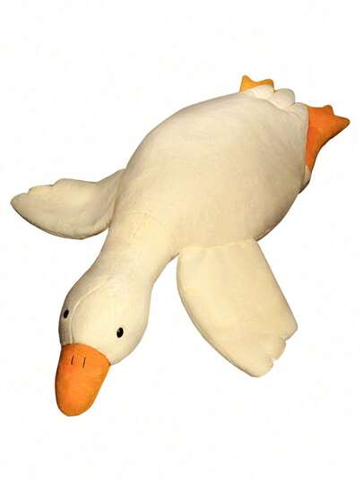 Muñeco de peluche grande y creativo en forma de ganso blanco, almohada en forma de ganso acostado en posición adorable, cojín para siesta en la oficina, regalo del Día de San Valentín, muñeco de peluche para decoración del hogar, muñeco de confort para niños, regalo de Año Nuevo para novio/novia, almohada larga para abrazar las piernas mientras se duerme