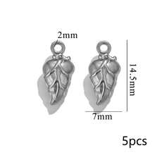 5 mặt dây chuyền hỗn hợp bằng thép không gỉ 304 mạ vàng 18K, hình trái tim/hoa/lá, dùng để tự làm trang sức. - mặt dây chuyền - Xem 20