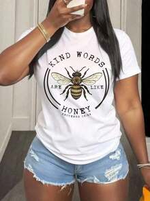 Palabras Cristianas Vintage: Las Amables Palabras Son Como el Miel, Basadas en la Fe de Jesús, Sea Amable como una Abeja, Versículo Bíblico Religioso, Camiseta de Algodón de Amabilidad - Blanco - Ver 6