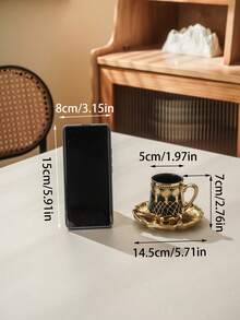 WGROOM 一套（1个杯子和碟子/6个杯子和6个碟子装在一个礼盒里）陶瓷咖啡杯碟套装，适用于家庭厨房、餐厅、客厅，可盛装饮用水、茶、咖啡、牛奶、果汁等，适合婚礼、派对、生日等场合。 - 彩色 - 查看 9