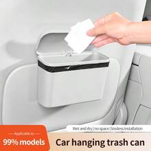 Multifunctional Car Trash Can With Lid Button Hanging Storage Bin For Wet And Dry Use Auto Interior Accessories Organizer Box - A - View 12