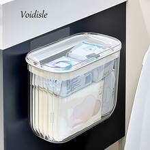 壁掛け式大容量ティッシュボックス、防塵カバー付き、両開き扉デザイン、生理用ナプキン、下着、タオル、トイレットペーパーなどを収納可能、多目的トイレ・浴室・キッチン収納ボックス、高耐荷重、穴あけ不要で設置可能。 - クリームホワイト ティッシュボックス - チェックする 5