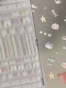 2张/套 可爱猫爪星形自粘贴纸 - 防水涂鸦贴纸，适用于游戏手柄、手机壳、日记本、笔记本电脑、可爱DIY手工装饰，可移除美观贴纸，适用于剪贴簿、文具、计划本、礼品装饰 - 1 Set - 查看 2
