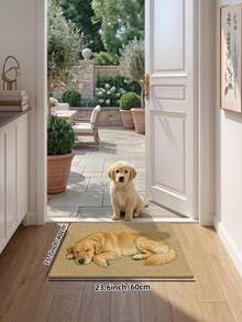 DAJIANG 1pc Cartoon Cute Dog Pattern Washable Non-Slip Doormat, Suitable For Bathroom, Kitchen, Corridor, Bedroom, Living Room, Outdoor, Indoor, Durable, Decorative For Winter, Valentine's Day - Golden Retriever Sleeping Soundly - View 13