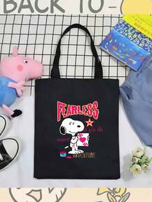 SNOOPY 新款可爱史努比帆布包，女士款 - 大容量史努比帆布手提包 - 長方形 - 查看 15