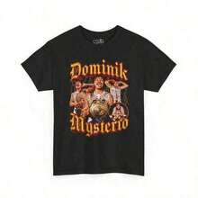 Camisetas de verano para mujer y hombre, ropa de primavera para mujer, conjunto familiar a juego, camiseta retro vintage de Dominik Mysterio, camiseta de fan de Mysterio, Latino Heat, para fiesta de Pascua, camiseta/blusa no irritante para niños y adultos, conjuntos para salir, tallas para adultos y niños. - Negro - Ver 7