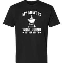 100% Algodón Mi carne va 100% a tu boca - Camiseta unisex negra de manga corta con temática divertida de BBQ, camiseta de regalo para golf para hombres y mujeres, camisetas gráficas para hombres, tops cortos, ropa de verano para hombres, tops de verano, camiseta. - Negro - Ver 2