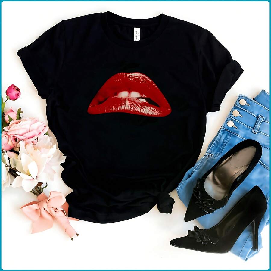 Rocky Horror Picture Show Lips Unisex T-Shirt - Black - View 1