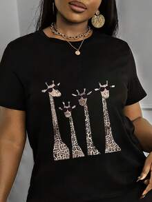 Camiseta casual esencial para mujer, top de manga corta, diseño exclusivo, corte holgado de verano, estampada, de algodón suave, para uso diario, verano. - Negro - Ver 12