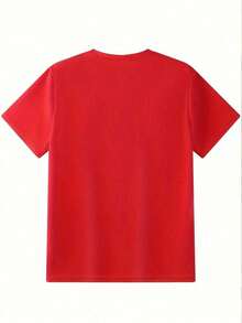 Camiseta negra ligera y moderna con estampado artístico de letras EA.Prenda versátil de estilo urbano, holgada y cómoda para el verano.Disponible en varios colores.Camiseta de cuello redondo versátil de estilo casual y deportivo.Nueva camiseta básica de  para hombre en verano.Camiseta holgada de manga corta de estilo urbano.Camiseta cómoda y transpirable para el uso diario.Camiseta para hombre con estampado único.Diseño sencillo, manga corta, 100% algodón, unisex. - Rojo - Ver 3