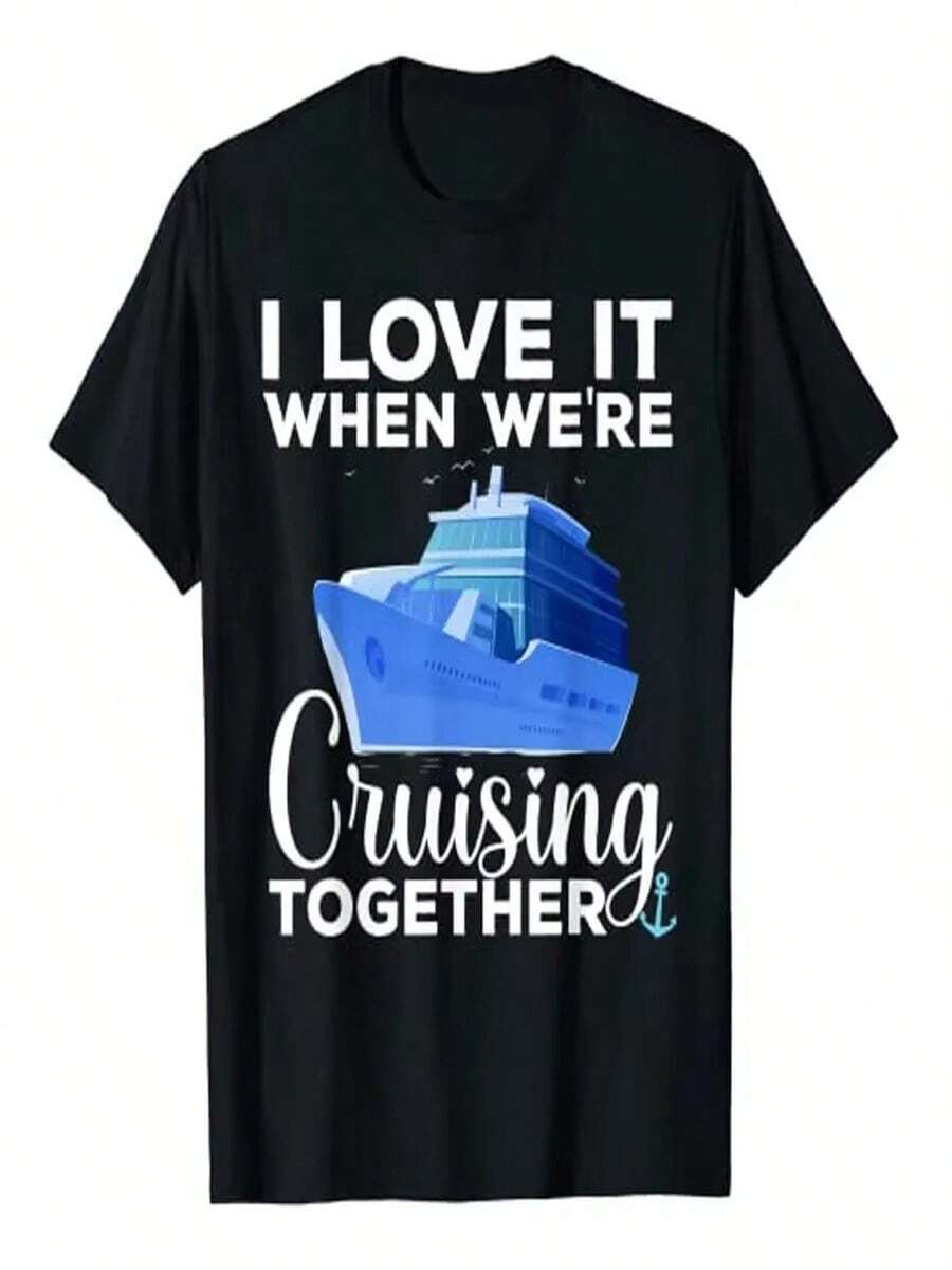 Camisetas divertidas con un estilo artístico genial de cruceros para hombres, mujeres, familias, parejas, entusiastas de los cruceros, amantes de los viajes, camisetas de vacaciones, ropa para actividades al aire libre. - Negro - Ver 1