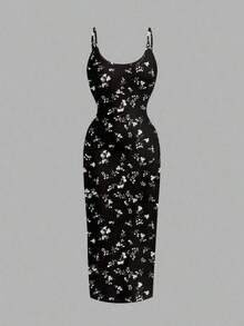 Vestido camisero de longitud completa ajustado con estampado de cerezas, adecuado para el verano - Multicolor 5 - Ver 1