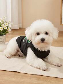 1pc Summer Floral Daisy Pattern "Mama" Letter Pet Vest, Physical Flea Repellent, Reduce Shedding, Heat Insulation & Breathable, Suitable For Small & Large Dogs, Indoor & Outdoor - Black - View 7
