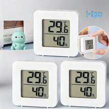 1個 2個 3個 迷你溫度計濕度計，電子溫度計，表情顯示直觀溫度和濕度感測，適用於室內、室外、臥室、餐廳、辦公室、爬蟲類，白色 - 白色 - 查看 1