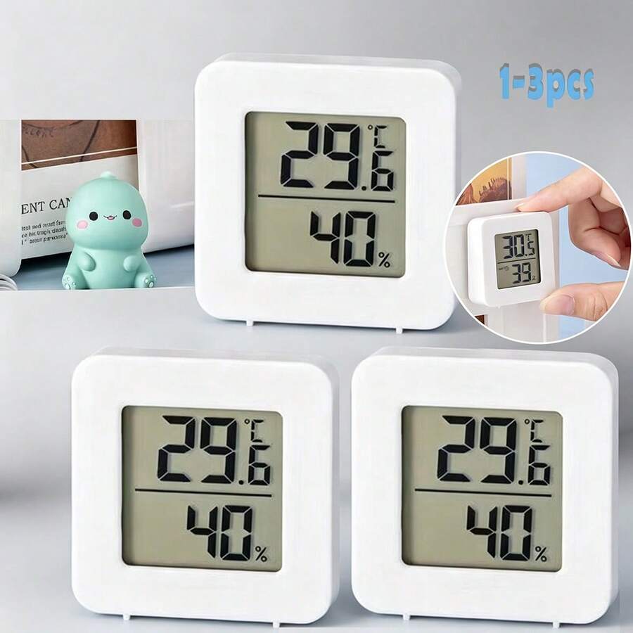 1個 2個 3個 迷你溫度計濕度計,電子溫度計,表情顯示直觀溫度和濕度感測,適用於室內、室外、臥室、餐廳、辦公室、爬蟲類,白色 - 白色 - 查看 1