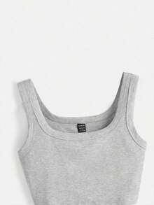 BASICS Top corto sin mangas unicolor - Gris Claro - Ver 4