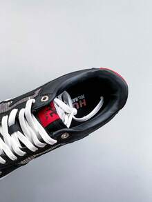 Giày thể thao A BATHING APE Bape Casual Skate Shoes, giày sneaker bóng bẩy với logo ngôi sao phối màu tương phản, kẻ caro đen đỏ, unisex. - kẻ sọc đen đỏ - Xem 5