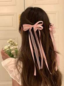 2pcs Women's Hair Accessories, Sweet Cute Girly Lace Bow Hair Clips, Delicate Fresh Lace Ribbon Bow Hairpins, Elegant Princess Hair Decor,Hair Barrettes,Hair Claws - Multicolor - View 2