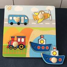 1pc Cartoon Wooden Puzzle Toy, Shape Matching Board, 3D Puzzle Cognitive Game, Fruit, Animal, Vehicle Patterns, Vibrant Colors, Montessori Educational Toy, Suitable For Preschoolers, Students, Teachers - Apricot - View 13