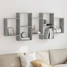 vidaXL Scaffale a Muro Grigio Cemento 159x18x65 cm in Truciolato - Multicolore - Visualizzare 1
