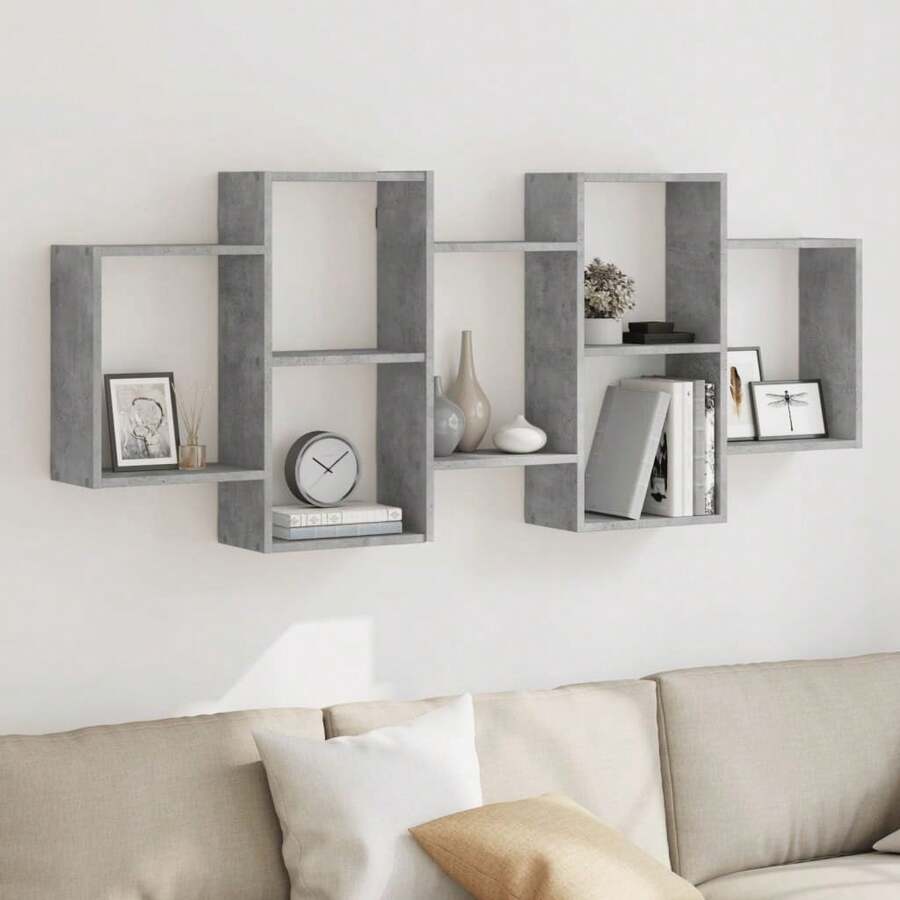 vidaXL Scaffale a Muro Grigio Cemento 159x18x65 cm in Truciolato - Multicolore - Visualizzare 1
