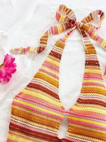Vestido mini casual para vacaciones, boda en la playa, graduación, brunch, Día de San Patricio, vacaciones de primavera, Pascua, festival de música, elegante bohemio, tropical elegante sin tirantes, hombros descubiertos, espalda descubierta para of - Multicolor 5 - Ver 3