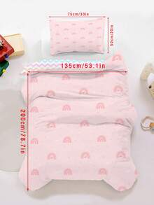 2/3pcs Set Pink Rainbow Pattern Kids Bedding Set, Cute Heart & Rainbow Print Duvet Cover Pillowcase Combo, Soft Reversible Rainbow Striped Bed Set (Fits Twin/Full/Queen), Suitable For Children, Teens, Adult Women Bedroom - Multicolor - View 20