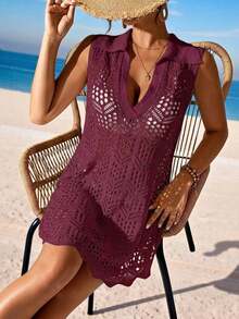 Cubre vestido de punto calado de unicolor para mujer, para el verano - Granada - Ver 5