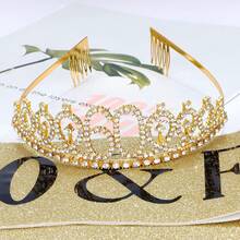 60th Birthday Decorations For Women Sparkling 60th Birthday Sash And Tiara Set With Rhinestone 60 And Pearl Pin, Golden Metallic Shine Party Accessories - 藍色 - 查看 5