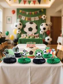 9pcs Football Themed Honeycomb Paper Decorations, World Cup Honeycomb Desktop Center Decor Football Sports Party Tabletop Decor, Suitable For Birthday Baby Shower Football Fan Party Supplies, Photo Props Decor, Birthday Decorations, Party Favors, Desktop Center Decor, Holiday Party Supplies, World Cup Decorations - A - View 8