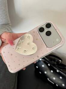 可愛銀色水鑽星星手機支架保護殼，適用於 iPhone 15/17 Pro/17 Pro Max， 16/17 新 16 Pro Max 軟質保護套 - 粉色 - 查看 3