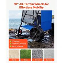 Beach Cart With Large Wheels For Sand, 165 Lbs Load Capacity, Heavy Duty Folding Beach Wagon With 10 Solid Wheels, Insulated Cooler Bag, Umbrella Holder, Holds 4 Chairs For Camping Fishing - Default - View 4