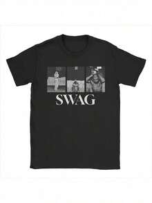 Camisetas de hombre Bieber SWAG 2025 Justin Album, camisetas de playa con cuello redondo, camisetas populares DIY para hombre, camiseta, ropa casual, moda urbana, diseño moderno, patrón geométrico. - Negro - Ver 1