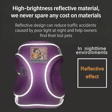 Breathable Mesh Dog Harness & Leash Set, Reflective Edge Step-In Puppy Vest With Soft Handle Leash, Adjustable Escape-Proof Harness, Suitable For Small And Medium Dogs And Cats, Lightweight Nighttime Daily Gear - Purple - View 8