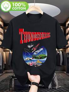 Diseño casual de cuello redondo, estampado de anime,  deportiva 3D de Pascua, camiseta negra para hombre con estampado de Thunderbird, ropa casual, adecuada para los fans de series de TV clásicas y ciencia ficción, regalo perfecto para el verano, estilo retro clásico y divertido unisex, adecuada para todas las estaciones, camiseta para mujer, de alta calidad, camiseta para mujer. - Negro - Ver 6