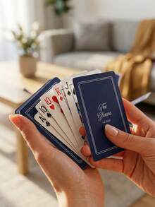 1 pieza Baraja de cartas personalizadas con nombre de familia y fecha, baraja de cartas vintage personalizada de múltiples colores, regalo de boda/inauguración de casa/familia/aniversario, diseño de reverso recuerdo con caja de metal, cartas de póker para juegos de mesa - Multicolor - Ver 4