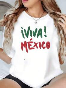 Palabras que celebran el amor por México con letras grandes en verde y rojo que evocan orgullo nacional y energía patriótica perfecta para mostrar identidad mexicana camiseta de mujer casual cómoda para uso diario - Negro - Ver 6