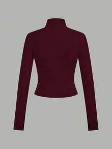 2 piezas Conjunto versátil de ropa deportiva de punto blanca y negra para yoga y fitness, camiseta de manga larga con cremallera y bordado gráfico de letras, elegante para otoño/invierno - Multicolor 6 - Ver 10