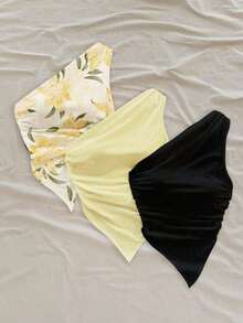 Set de 3 blusas casuales con estampado floral, adecuadas para el verano - Multicolor 2 - Ver 3