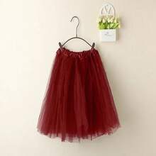 Women's Vintage Summer Tulle Skirt, Elegant Adult Ballet Dancewear, Party Costume, Dance Dress, Mini Skirt - 紅葡萄酒 - 查看 4