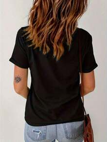 100% Cotton T-Shirt With "God Is Happy" Print - 黑色 - 查看 2